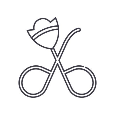 Kirpik bigudileri simgesi, doğrusal izole edilmiş illüstrasyon, ince çizgi vektörü, web tasarım işareti, düzenlenebilir konsept sembolü beyaz arkaplan üzerinde.