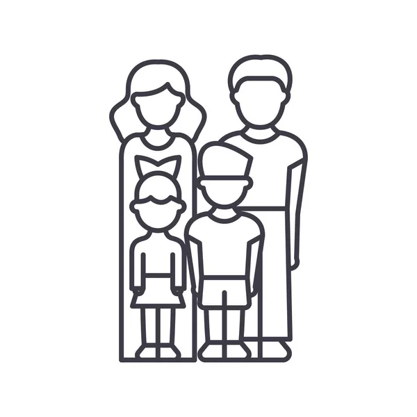 Icona immagine di famiglia, illustrazione lineare isolata, vettore linea sottile, segno web design, simbolo del concetto di contorno con tratto modificabile su sfondo bianco. — Vettoriale Stock