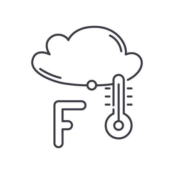 Fahrenheit ikon, lineáris elszigetelt illusztráció, vékony vonal vektor, web design jel, vázlat fogalom szimbólum szerkeszthető stroke fehér háttér. — Stock Vector
