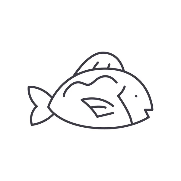 Icône de poisson, illustration linéaire isolée, vecteur de ligne mince, panneau de conception Web, symbole de concept de contour avec trait modifiable sur fond blanc. — Image vectorielle