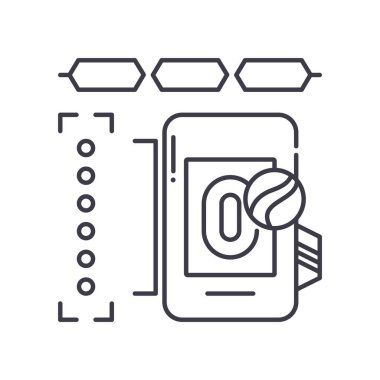 Parmak izi tarama simgesi, doğrusal izole edilmiş illüstrasyon, ince çizgi vektörü, web tasarım işareti, düzenlenebilir beyaz arkaplan üzerinde çizgi konsept sembolü.