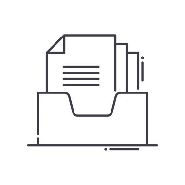 Finansal kayıt simgesi, doğrusal izole edilmiş illüstrasyon, ince çizgi vektörü, web tasarım işareti, düzenlenebilir konsept sembolü beyaz arkaplan üzerinde.