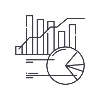 Finansal raporlar simgesi, doğrusal izole edilmiş illüstrasyon, ince çizgi vektörü, web tasarım işareti, düzenlenebilir beyaz arkaplan üzerinde çizgi konsept sembolü.