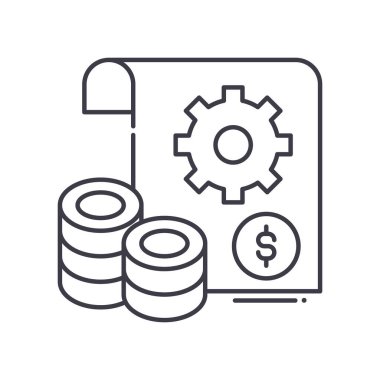 Finansal yönetim simgesi, doğrusal izole edilmiş illüstrasyon, ince çizgi vektörü, web tasarım işareti, düzenlenebilir beyaz arkaplan üzerinde çizgi konsept sembolü.