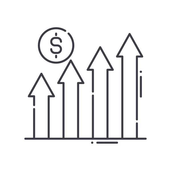 Ícone de crescimento financeiro, ilustração isolada linear, vetor de linha fina, sinal de web design, símbolo de conceito de esboço com curso editável em fundo branco. — Vetor de Stock