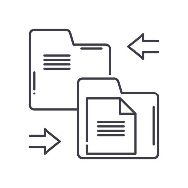 Dosya değişim konsepti simgesi, doğrusal izole resimleme, ince çizgi vektörü, web tasarım işareti, düzenlenebilir konsept sembolü beyaz arkaplan üzerinde.