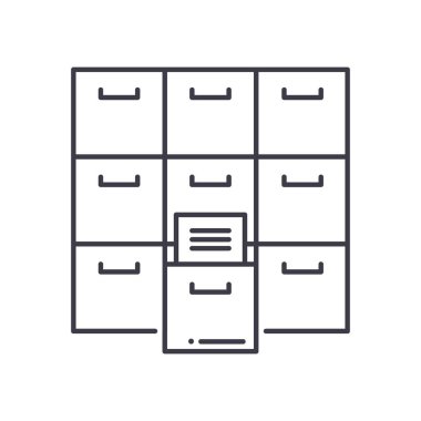 Dosya kitaplığı simgesi, doğrusal izole edilmiş illüstrasyon, ince çizgi vektörü, web tasarım işareti, düzenlenebilir çizgi konsept sembolü beyaz arkaplan üzerinde.