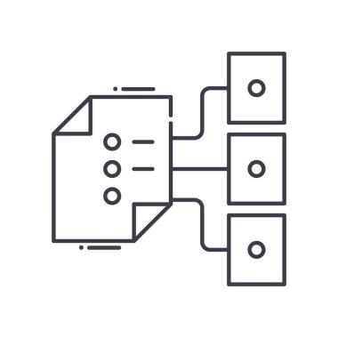 Dosya ayırma simgesi, doğrusal izole edilmiş illüstrasyon, ince çizgi vektörü, web tasarım işareti, düzenlenebilir beyaz arkaplan üzerinde çizgi konsept sembolü.