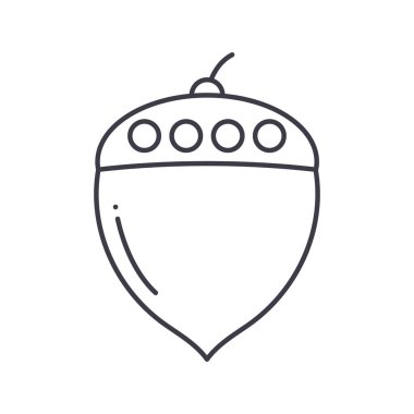 Orman meşe palamudu ikonu, doğrusal izole illüstrasyon, ince çizgi vektörü, web tasarım işareti, düzenlenebilir beyaz arkaplan üzerinde çizgi konsept sembolü.