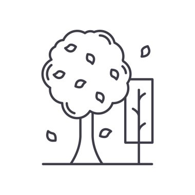 Orman konsepti simgesi, doğrusal izole edilmiş illüstrasyon, ince çizgi vektörü, web tasarım işareti, düzenlenebilir beyaz arkaplan üzerinde çizgi konsept sembolü.