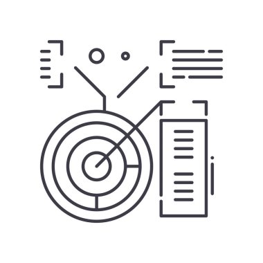 Öngörü analiz simgesi, doğrusal izole edilmiş illüstrasyon, ince çizgi vektörü, web tasarım işareti, düzenlenebilir beyaz arkaplan üzerinde çizgi konsept sembolü.