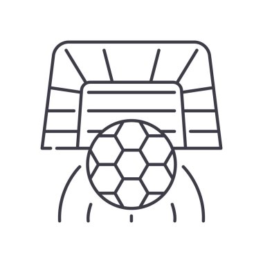 Futbol hedef simgesi, doğrusal izole edilmiş illüstrasyon, ince çizgi vektörü, web tasarım işareti, düzenlenebilir beyaz arkaplan üzerinde çizgi konsept sembolü.