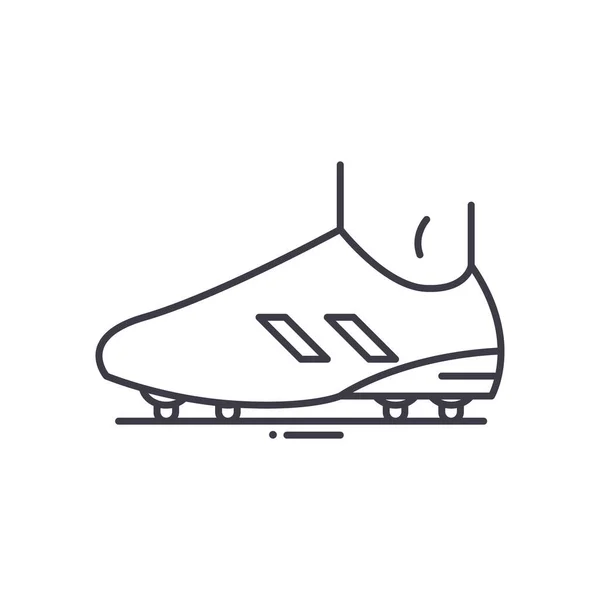 Icona scarpe da calcio, illustrazione lineare isolata, vettore linea sottile, segno web design, simbolo del concetto di contorno con tratto modificabile su sfondo bianco. — Vettoriale Stock