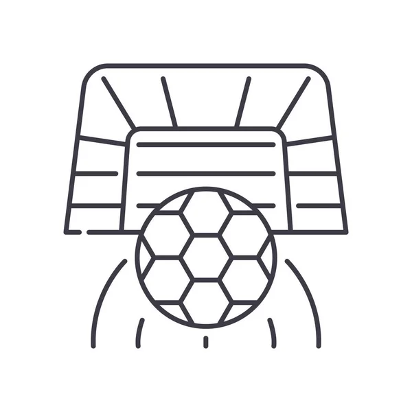 Icône de but de football, illustration linéaire isolée, vecteur de ligne mince, panneau de conception Web, symbole de concept de contour avec trait modifiable sur fond blanc. — Image vectorielle