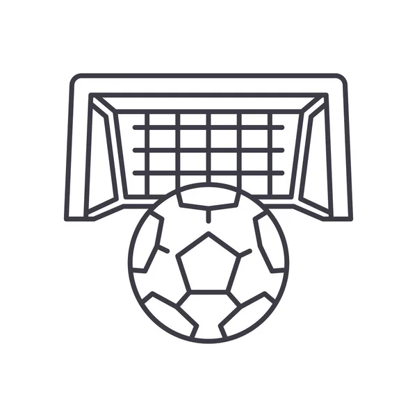 Icono de concepto de objetivo de fútbol, ilustración aislada lineal, vector de línea delgada, signo de diseño web, símbolo de concepto de contorno con trazo editable sobre fondo blanco. — Archivo Imágenes Vectoriales