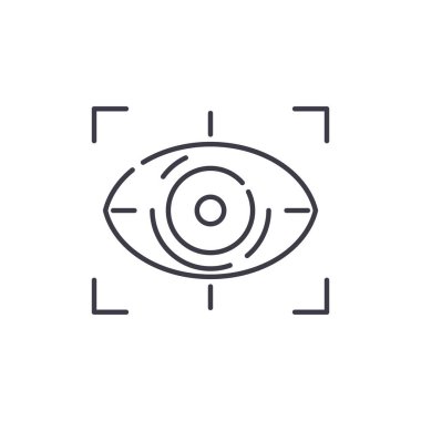 Odaklanma görme simgesi, doğrusal izole edilmiş illüstrasyon, ince çizgi vektörü, web tasarım işareti, düzenlenebilir çizgi konsept sembolü beyaz arkaplan üzerinde.
