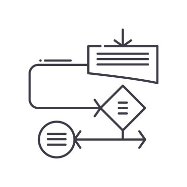 Akış çizelgesi simgesi, doğrusal izole edilmiş illüstrasyon, ince çizgi vektörü, web tasarım işareti, düzenlenebilir çizgi konsept sembolü beyaz arkaplan üzerinde.