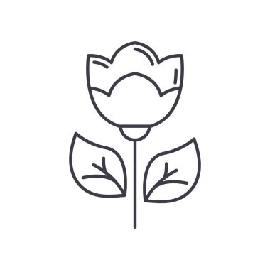 Çiçek simgesi, doğrusal izole edilmiş illüstrasyon, ince çizgi vektörü, web tasarım işareti, düzenlenebilir beyaz arkaplan üzerinde çizgi konsept sembolü.