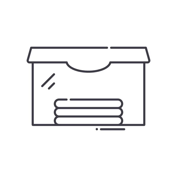 Lebensmittelcontainer-Symbol, linear isolierte Illustration, dünner Linienvektor, Webdesign-Schild, Konturenkonzept-Symbol mit editierbarem Strich auf weißem Hintergrund. — Stockvektor