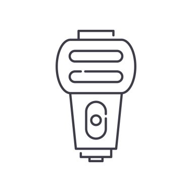 Flaş simgesi, doğrusal izole resimleme, ince çizgi vektörü, web tasarım işareti, düzenlenebilir konsept sembolü beyaz arkaplan üzerinde.