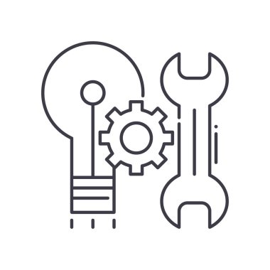 Problem simgesini düzelt, doğrusal izole resimleme, ince çizgi vektörü, web tasarım işareti, düzenlenebilir konsept sembolü beyaz arkaplan üzerinde.