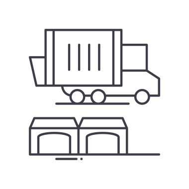 Çöp Şehri servis simgesi, doğrusal izole edilmiş illüstrasyon, ince çizgi vektörü, web tasarım işareti, düzenlenebilir konsept sembolü beyaz arkaplan üzerinde.