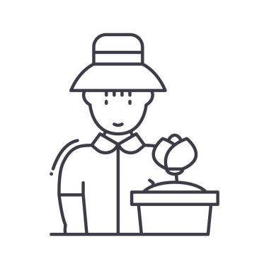 Bahçıvan simgesi, doğrusal izole edilmiş illüstrasyon, ince çizgi vektörü, web tasarım işareti, düzenlenebilir beyaz arkaplan üzerinde çizgi konsept sembolü.