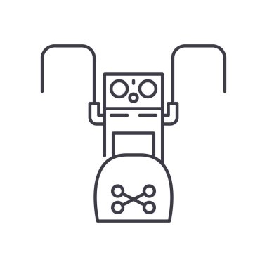 Komik avatar simgesi, doğrusal izole edilmiş illüstrasyon, ince çizgi vektörü, web tasarım işareti, düzenlenebilir beyaz arkaplan üzerinde çizgi konsept sembolü.