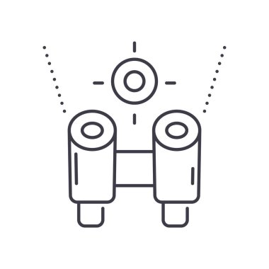 Gelecekteki odak simgesi, doğrusal izole edilmiş illüstrasyon, ince çizgi vektörü, web tasarım işareti, düzenlenebilir beyaz arkaplan üzerinde çizgi konsept sembolü.
