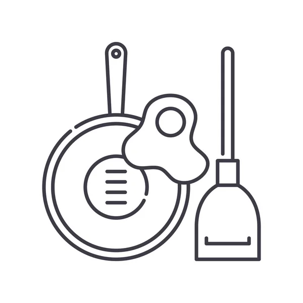 Braadpan pictogram, lineaire geïsoleerde illustratie, dunne lijn vector, web design teken, schets concept symbool met bewerkbare slag op witte achtergrond. — Stockvector