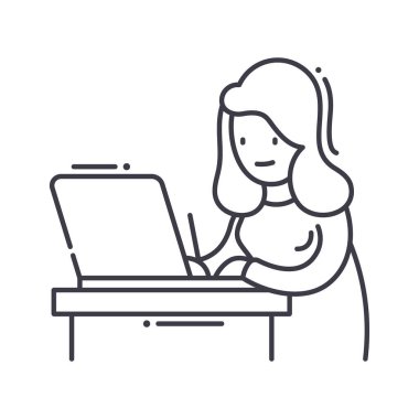 Freelancer simgesi, doğrusal izole edilmiş illüstrasyon, ince çizgi vektörü, web tasarım işareti, düzenlenebilir konsept sembolü beyaz arkaplan üzerinde.
