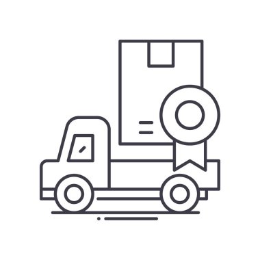 Ücretsiz nakliye konsepti simgesi, doğrusal izole çizim, ince çizgi vektörü, web tasarım işareti, düzenlenebilir konsept sembolü beyaz arkaplan üzerinde.