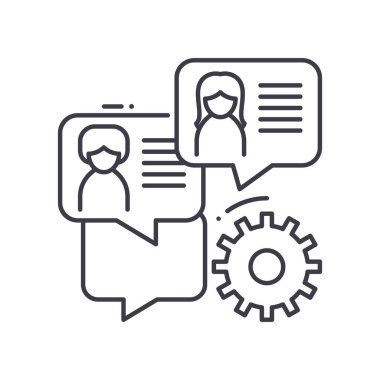 Forumlar konsepti simgesi, doğrusal izole resimleme, ince çizgi vektörü, web tasarım işareti, düzenlenebilir konsept sembolü beyaz arkaplan üzerinde.