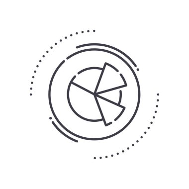 Küresel veri simgesi, doğrusal izole edilmiş illüstrasyon, ince çizgi vektörü, web tasarım işareti, düzenlenebilir beyaz arkaplan üzerinde çizgi konsept sembolü.