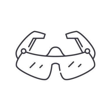 Gözlük simgesi, doğrusal izole edilmiş illüstrasyon, ince çizgi vektörü, web tasarım işareti, düzenlenebilir çizgi konsept sembolü beyaz arkaplan üzerinde.