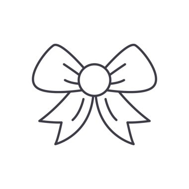 Hediye kurdele simgesi, doğrusal izole edilmiş illüstrasyon, ince çizgi vektörü, web tasarım işareti, düzenlenebilir konsept sembolü beyaz arkaplan üzerinde.