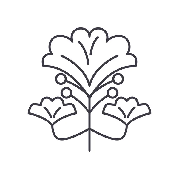 Icono de biloba de Gingko, ilustración aislada lineal, vector de línea delgada, signo de diseño web, símbolo de concepto de contorno con trazo editable sobre fondo blanco. — Vector de stock