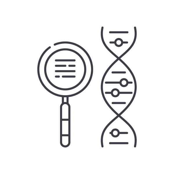 Genetische dna pictogram, lineaire geïsoleerde illustratie, dunne lijn vector, web design teken, schets concept symbool met bewerkbare slag op witte achtergrond. — Stockvector