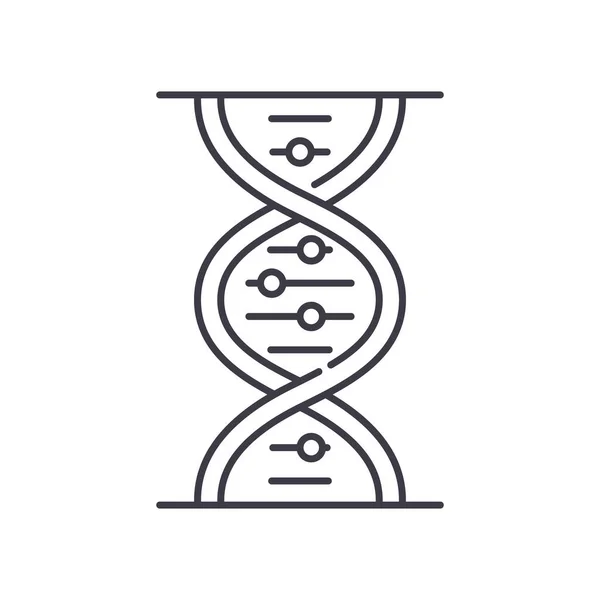 Genetische dna pictogram, lineaire geïsoleerde illustratie, dunne lijn vector, web design teken, schets concept symbool met bewerkbare slag op witte achtergrond. — Stockvector