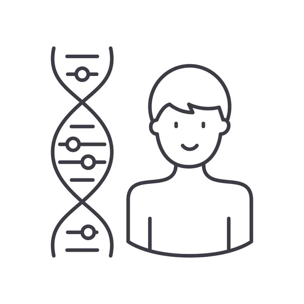 Genetisk ikon, linjär isolerad illustration, tunn linje vektor, webbdesign tecken, skiss koncept symbol med redigerbar stroke på vit bakgrund. — Stock vektor