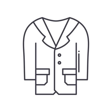 Giysi simgesi, doğrusal izole edilmiş illüstrasyon, ince çizgi vektörü, web tasarım işareti, düzenlenebilir beyaz arkaplan üzerinde çizgi konsept sembolü.