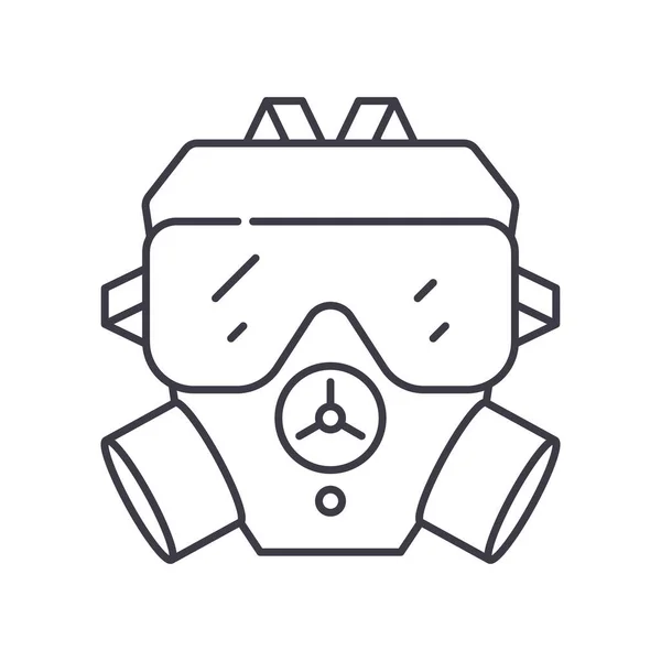 Icono de máscara de gas, ilustración lineal aislada, vector de línea delgada, signo de diseño web, símbolo de concepto de contorno con trazo editable sobre fondo blanco. — Vector de stock
