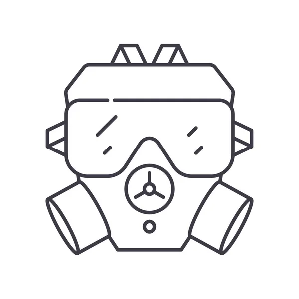 Gas mask icon, linear isolated illustration, thin line vector, web design sign, outline concept symbol with editable stroke on white background. — Stock Vector