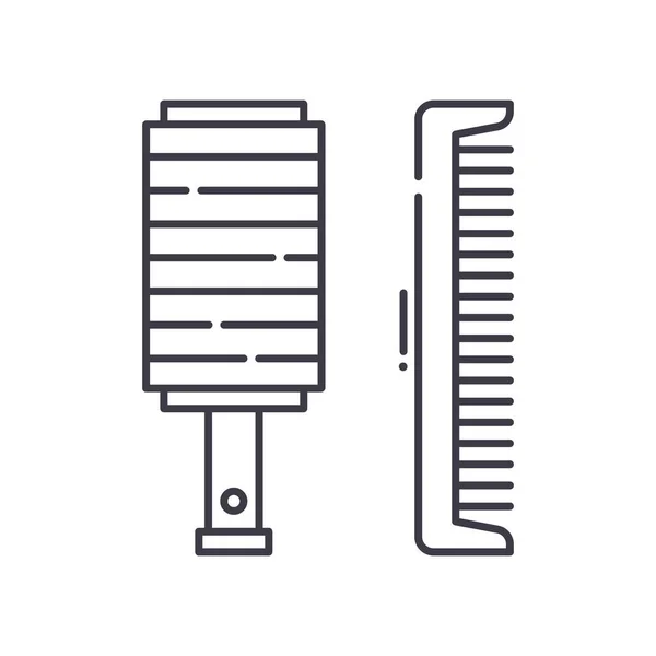 Icona pennello per capelli, illustrazione lineare isolata, vettore linea sottile, segno web design, simbolo del concetto di contorno con tratto modificabile su sfondo bianco. — Vettoriale Stock