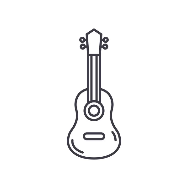 Ícone de guitarra, ilustração isolada linear, vetor de linha fina, sinal de web design, símbolo de conceito de esboço com curso editável em fundo branco. —  Vetores de Stock