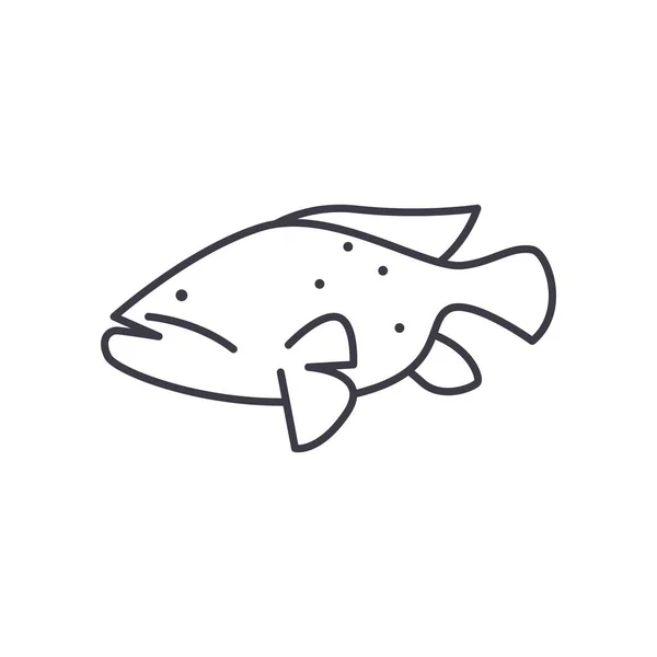 Grouper ikon, lineáris elszigetelt illusztráció, vékony vonal vektor, web design jel, vázlat koncepció szimbólum szerkeszthető stroke fehér háttér. — Stock Vector