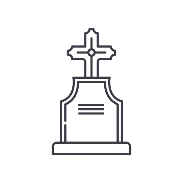 Значок кладбища, линейная изолированная иллюстрация, вектор тонкой линии, знак веб-дизайна, символ концепции контура с редактируемым штрихом на белом фоне. — стоковый вектор