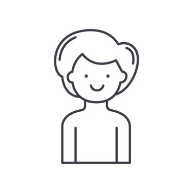 Saç biçimi simgesi, doğrusal izole edilmiş illüstrasyon, ince çizgi vektörü, web tasarım işareti, düzenlenebilir beyaz arkaplan üzerinde çizgi konsept sembolü.