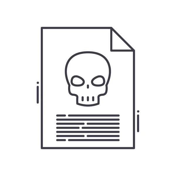 Icono de archivo infectado, ilustración lineal aislada, vector de línea delgada, signo de diseño web, símbolo de concepto de contorno con trazo editable sobre fondo blanco. — Vector de stock