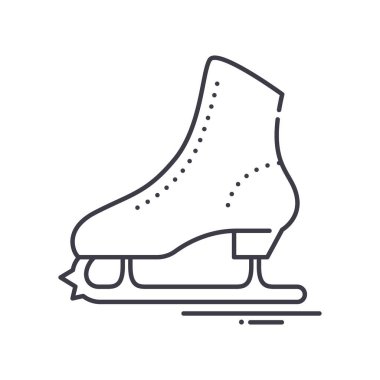 Buz pateni simgesi, doğrusal izole edilmiş illüstrasyon, ince çizgi vektörü, web tasarım işareti, düzenlenebilir beyaz arkaplan üzerinde çizgi konsept sembolü.